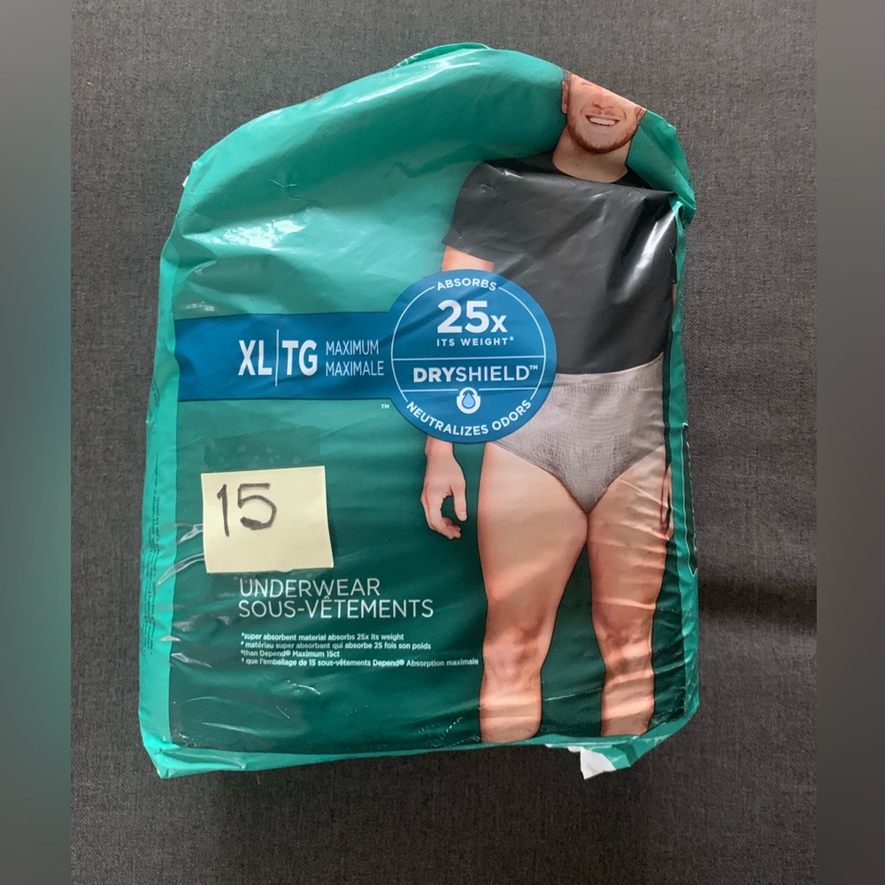 Opened Package With Less Depend Fresh Protection Adult Underwear for Men Grey XL